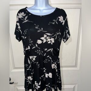 Wooxio Maternity Black Floral Blouse Large